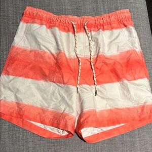 American Eagle Outfitters Coral and White Striped Swim Shorts
